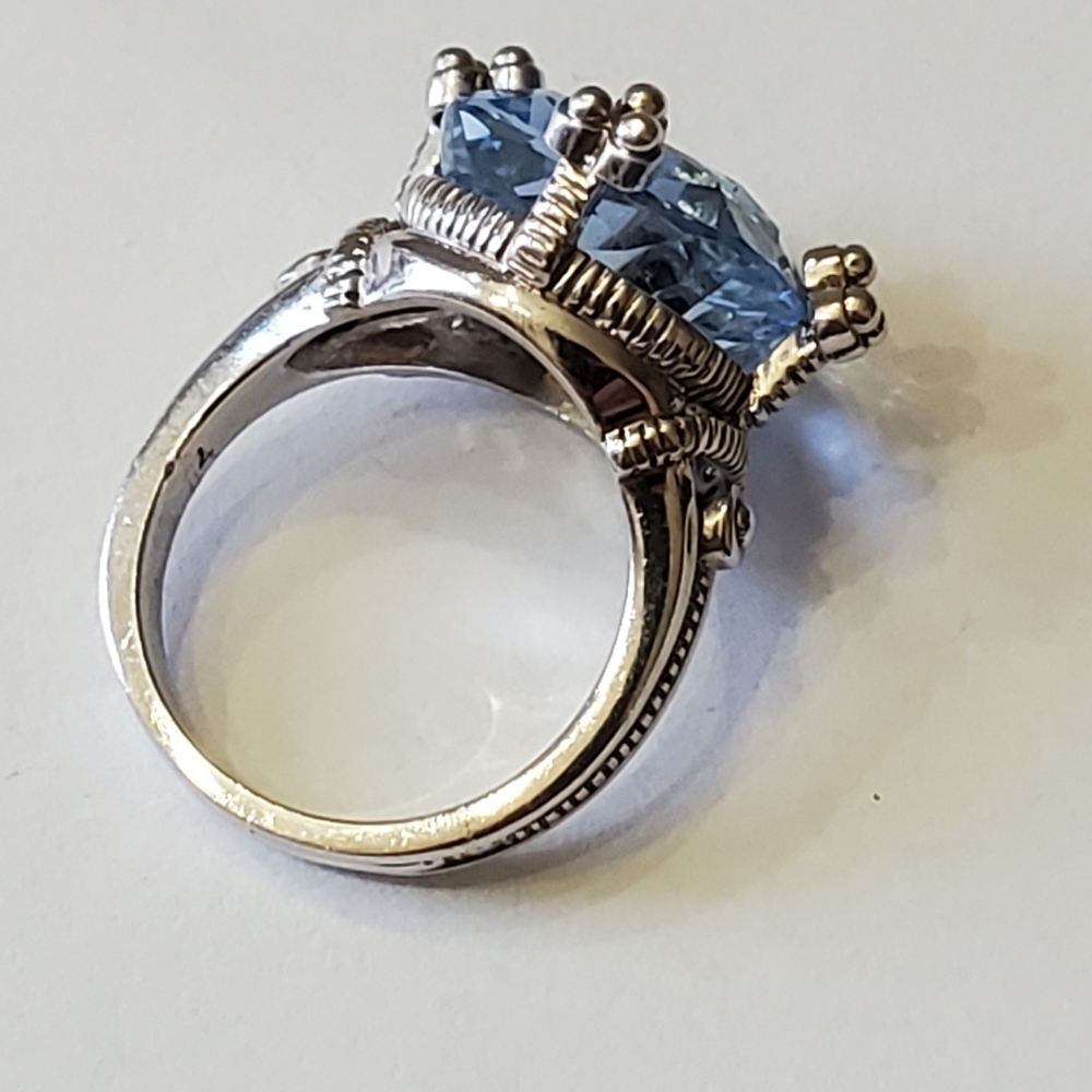 Judith Ripka Blue Topaz & Sterling Ring, Sz 7 - Picture 3 of 7